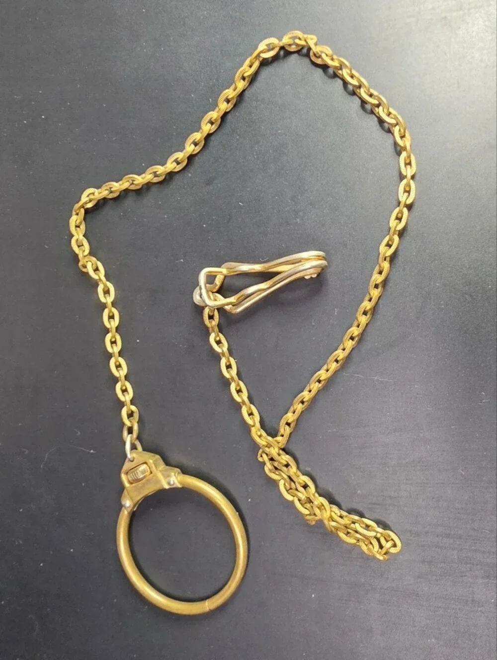 Gold-Tone Pocket Watch Chain with Clip